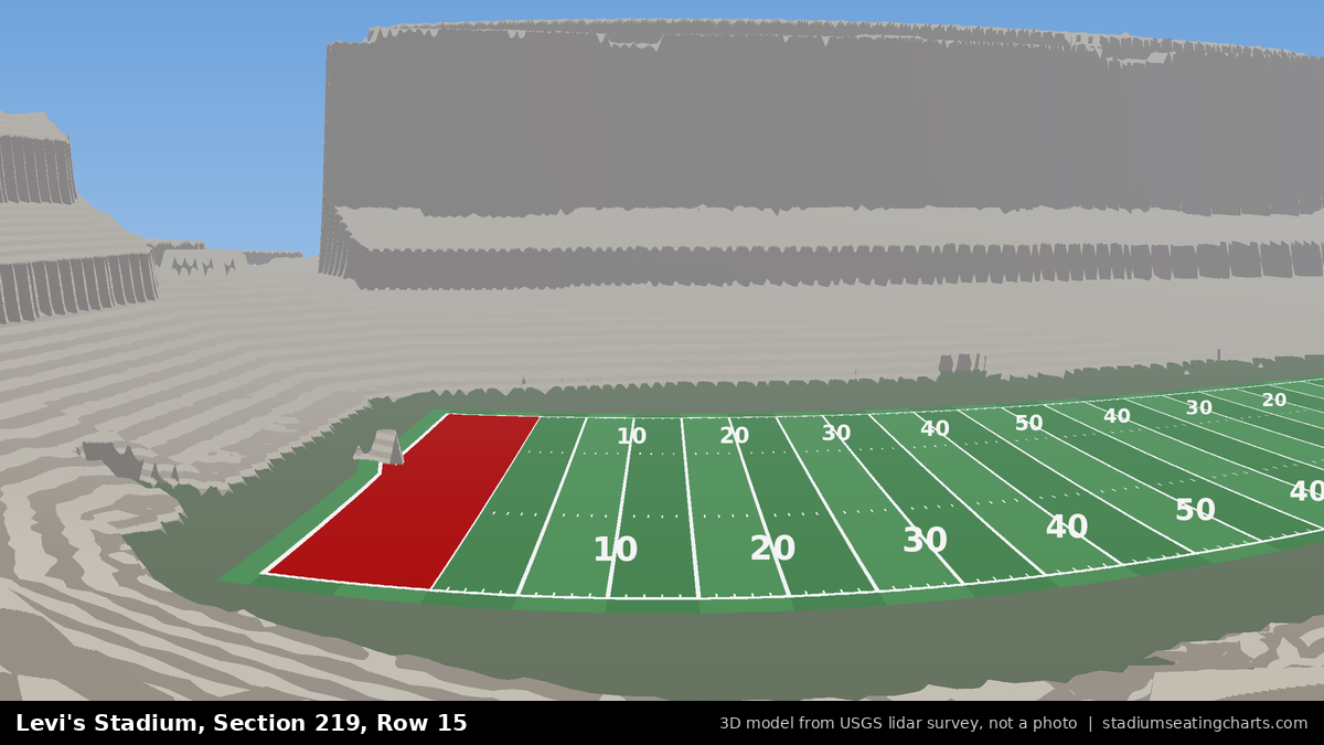 View from Levi's Stadium Section 219, Row 15, looking toward the field