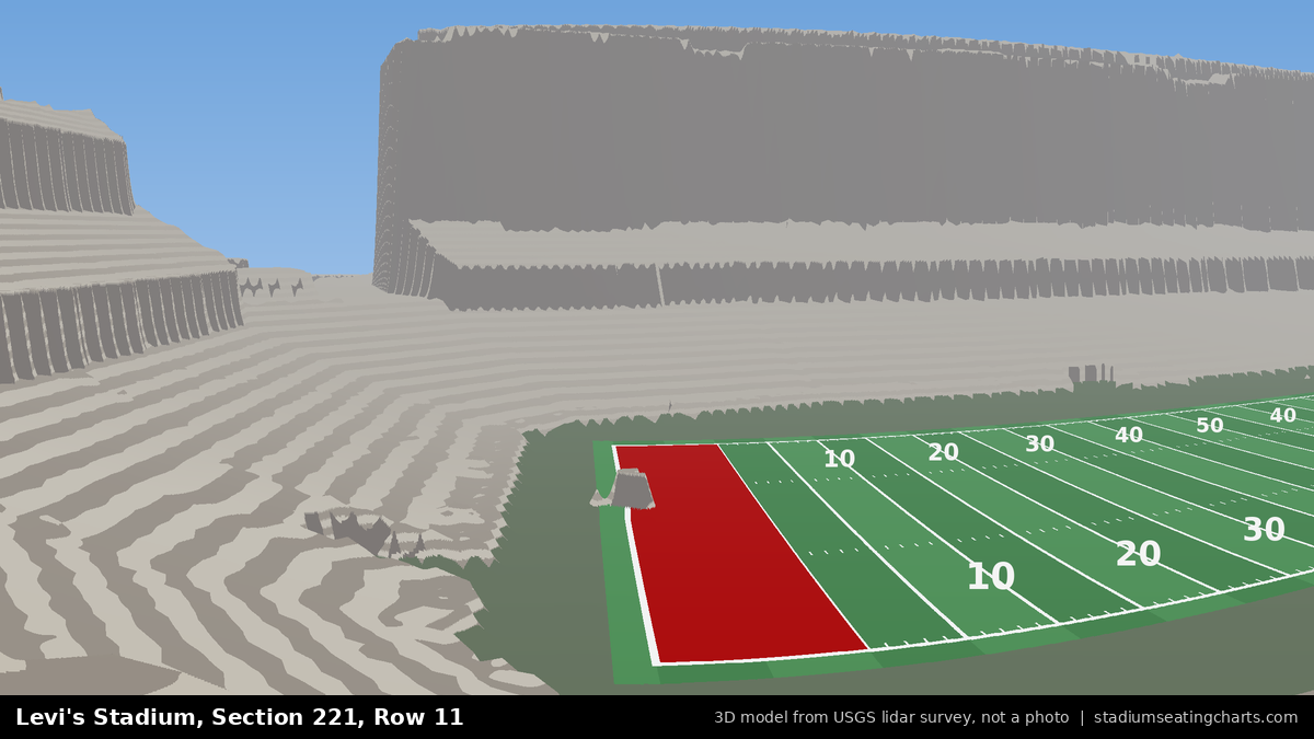 View from Levi's Stadium Section 221, Row 11, looking toward the field