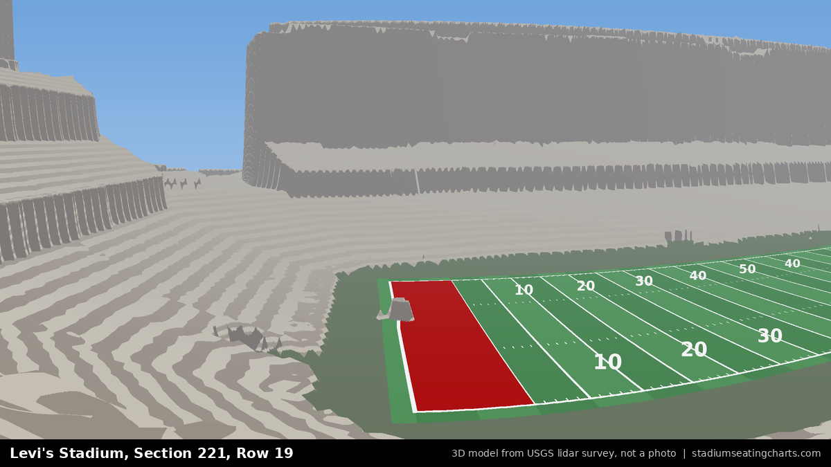 View from Levi's Stadium Section 221, Row 19, looking toward the field