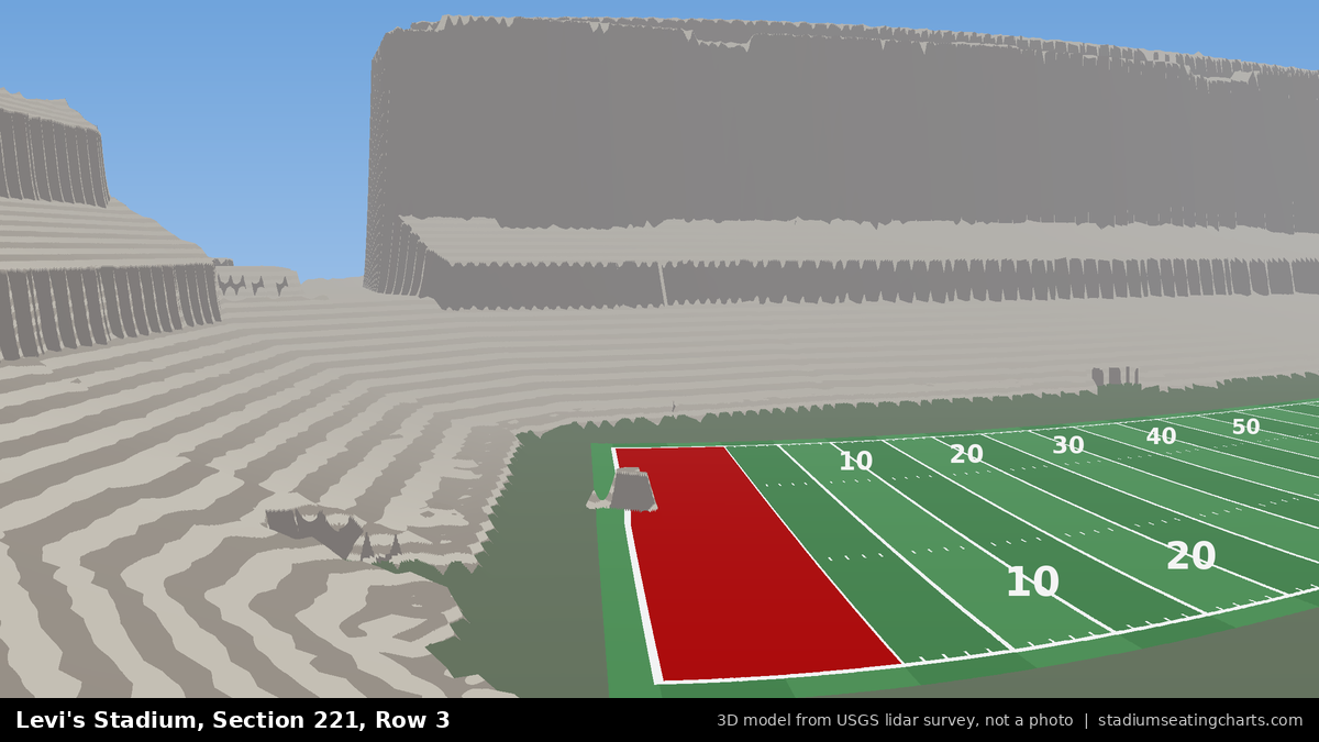 View from Levi's Stadium Section 221, Row 3, looking toward the field