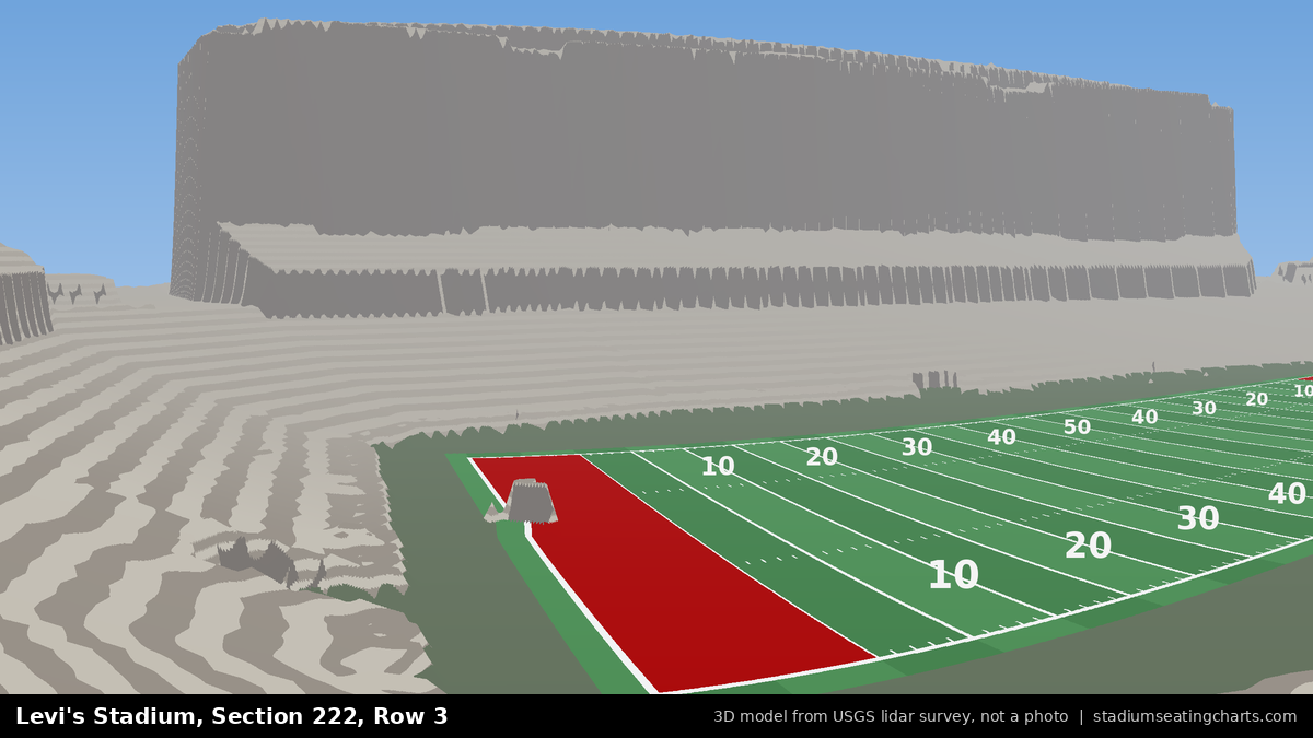 View from Levi's Stadium Section 222, Row 3, looking toward the field