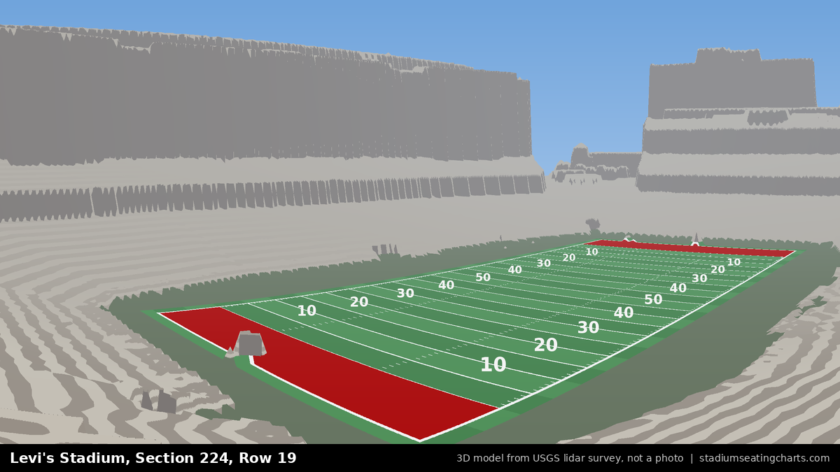 View from Levi's Stadium Section 224, Row 19, looking toward the field