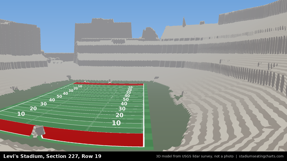 View from Levi's Stadium Section 227, Row 19, looking toward the field