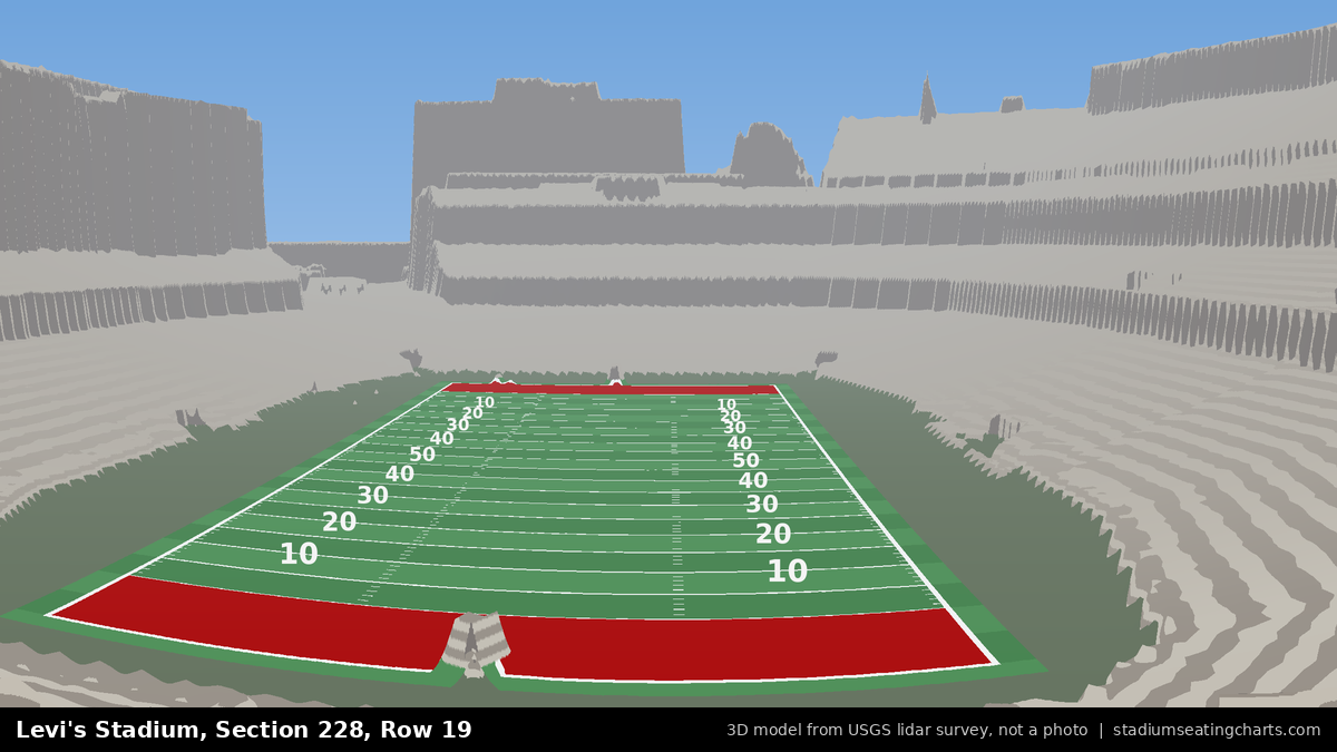 View from Levi's Stadium Section 228, Row 19, looking toward the field