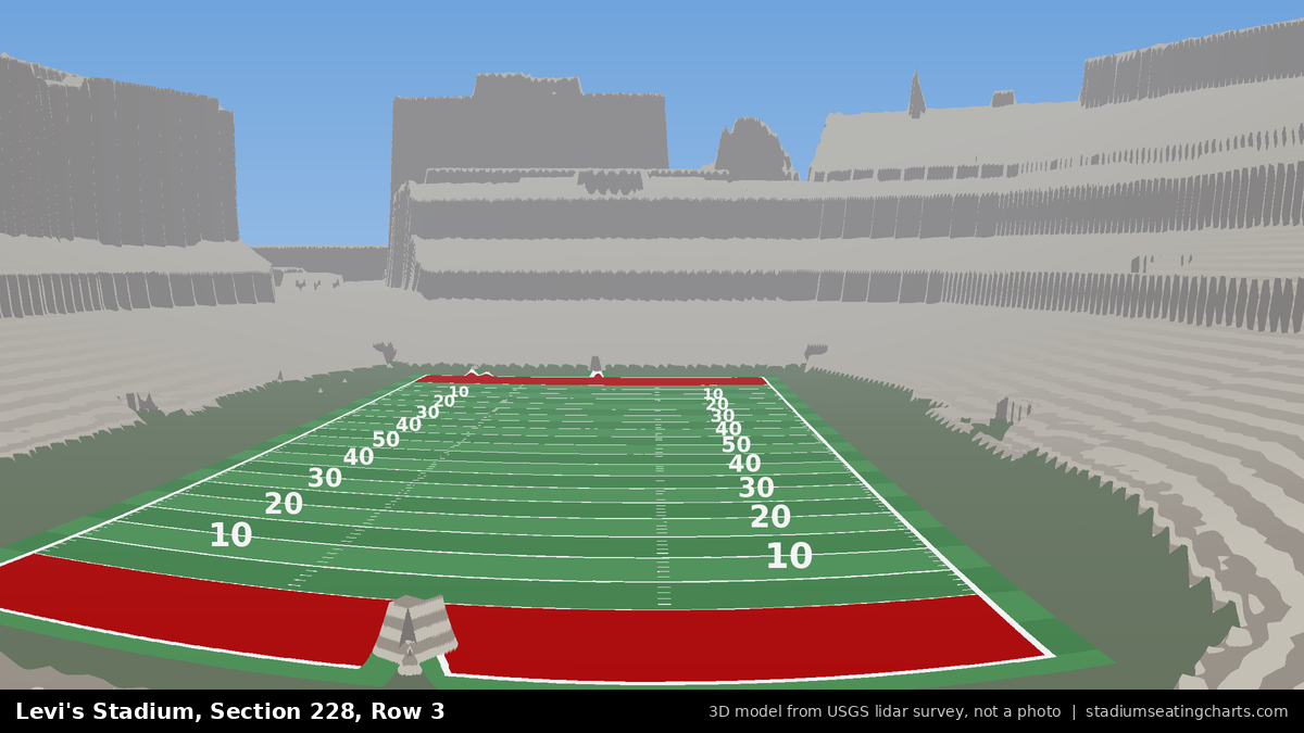 View from Levi's Stadium Section 228, Row 3, looking toward the field