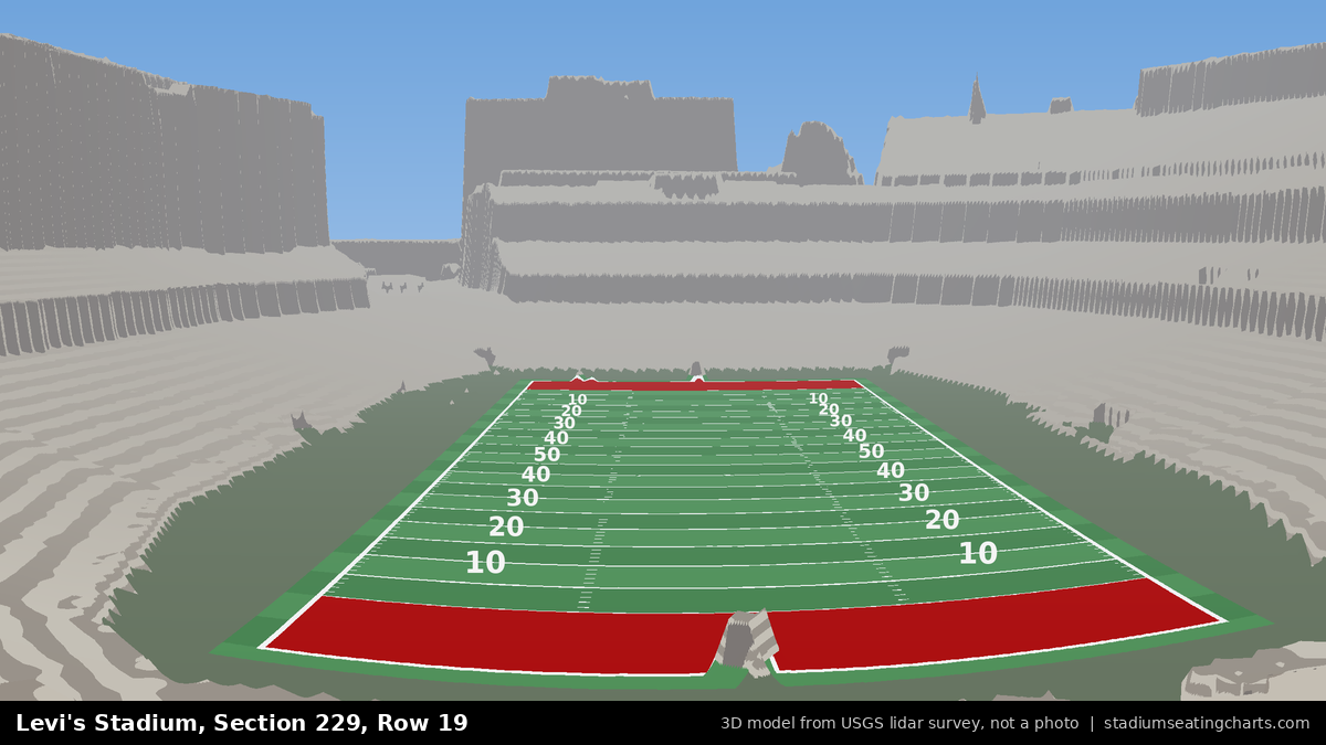 View from Levi's Stadium Section 229, Row 19, looking toward the field