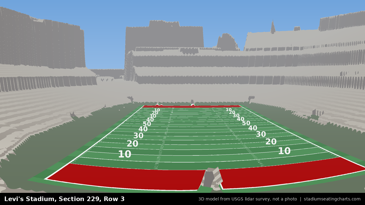 View from Levi's Stadium Section 229, Row 3, looking toward the field