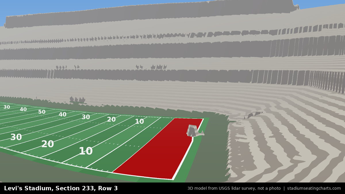 View from Levi's Stadium Section 233, Row 3, looking toward the field