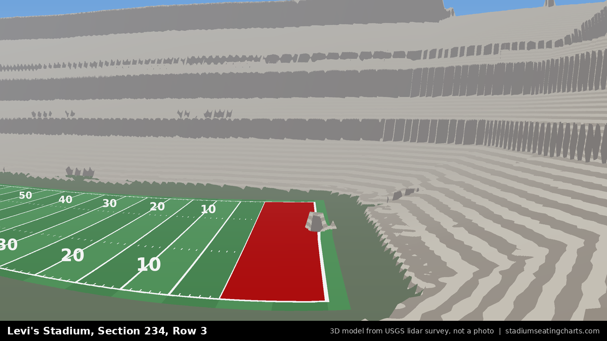 View from Levi's Stadium Section 234, Row 3, looking toward the field