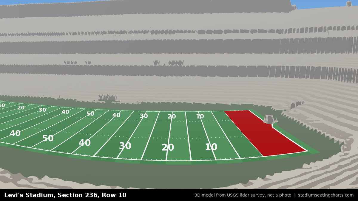View from Levi's Stadium Section 236, Row 10, looking toward the field