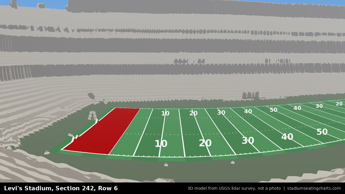 View from Levi's Stadium Section 242, Row 6, looking toward the field