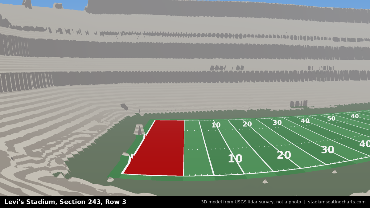 View from Levi's Stadium Section 243, Row 3, looking toward the field