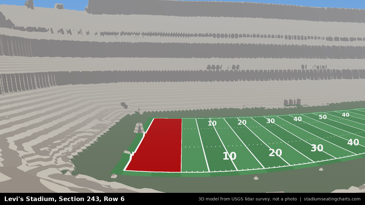 View from Levi's Stadium Section 243, Row 6, looking toward the field