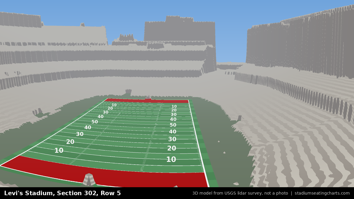 View from Levi's Stadium Section 302, Row 5, looking toward the field