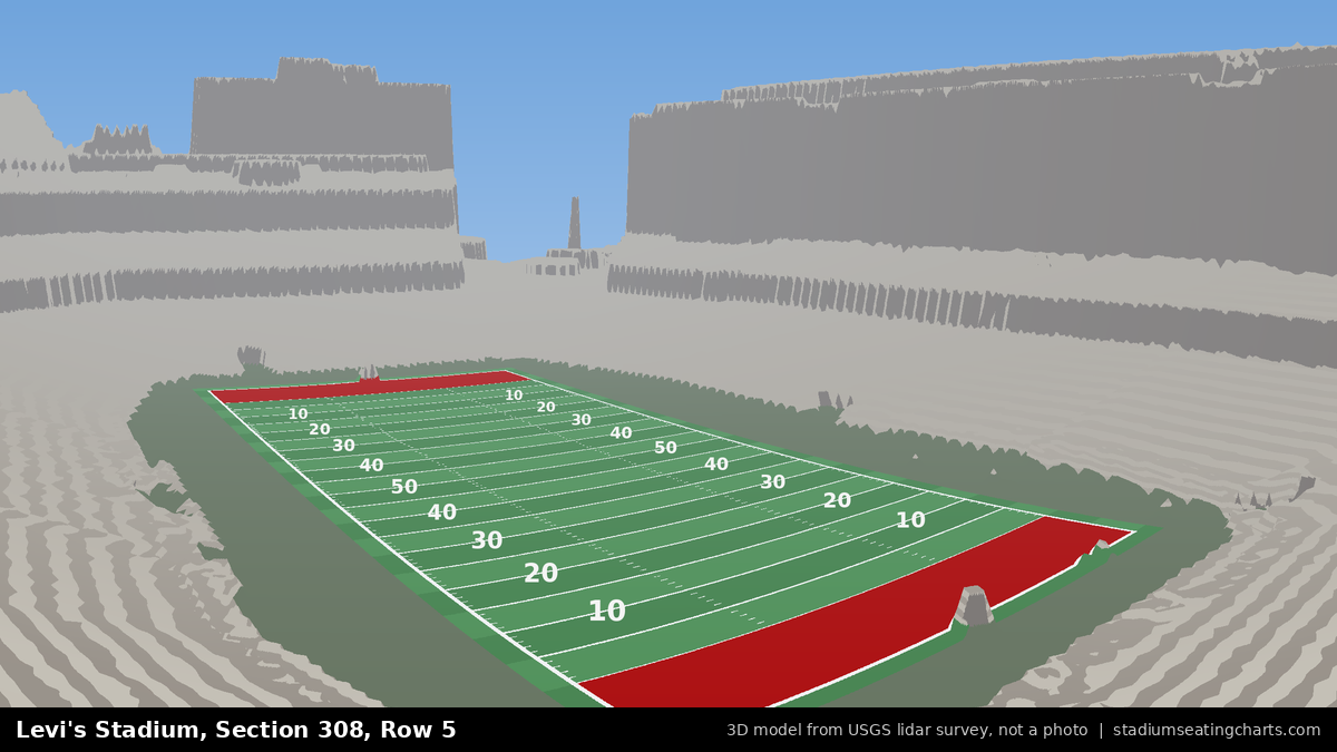 View from Levi's Stadium Section 308, Row 5, looking toward the field