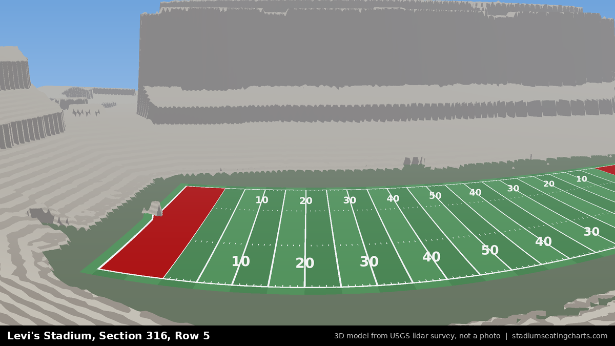 View from Levi's Stadium Section 316, Row 5, looking toward the field