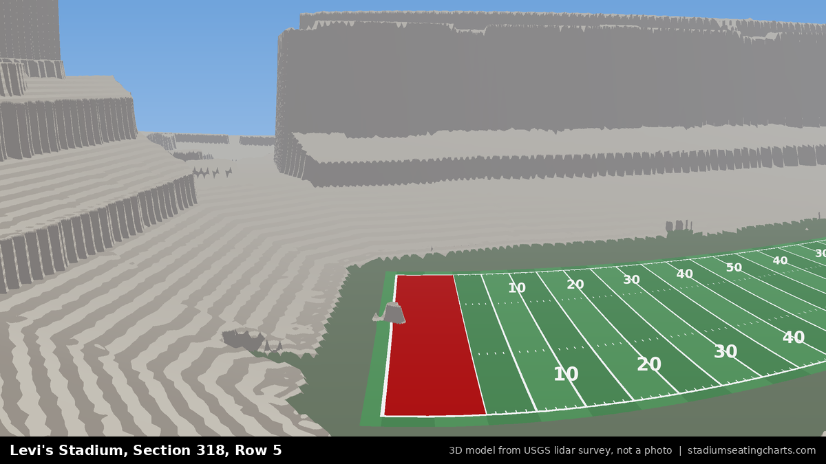 View from Levi's Stadium Section 318, Row 5, looking toward the field