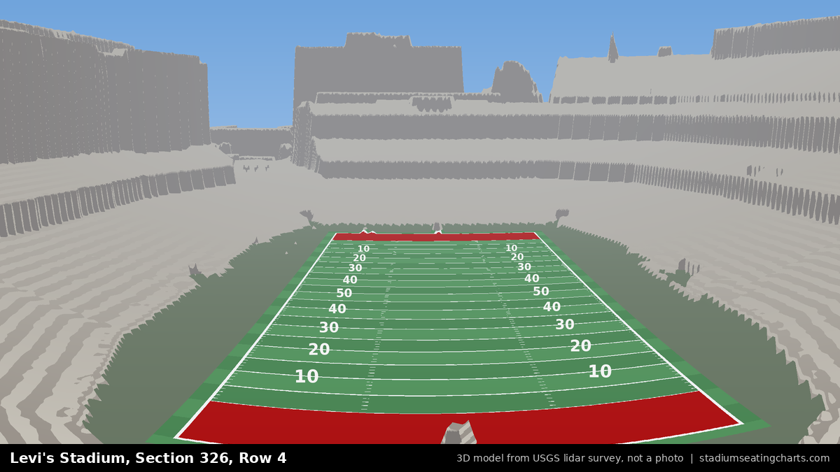 View from Levi's Stadium Section 326, Row 4, looking toward the field