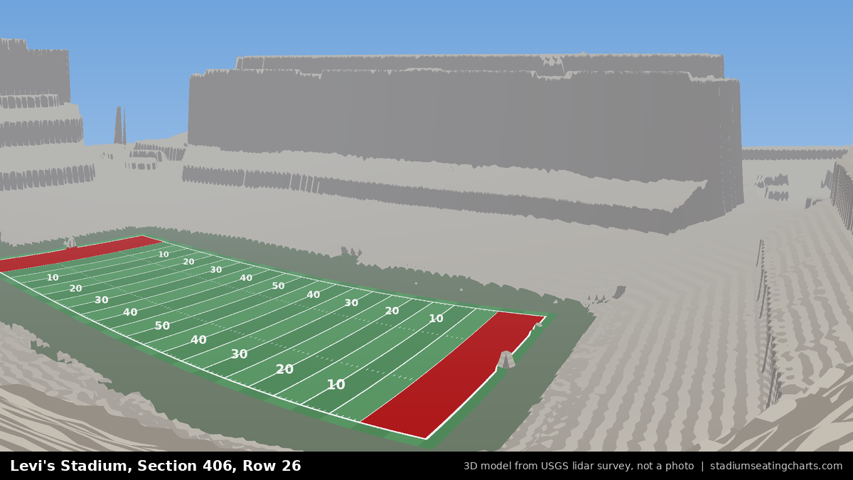 View from Levi's Stadium Section 406, Row 26, looking toward the field