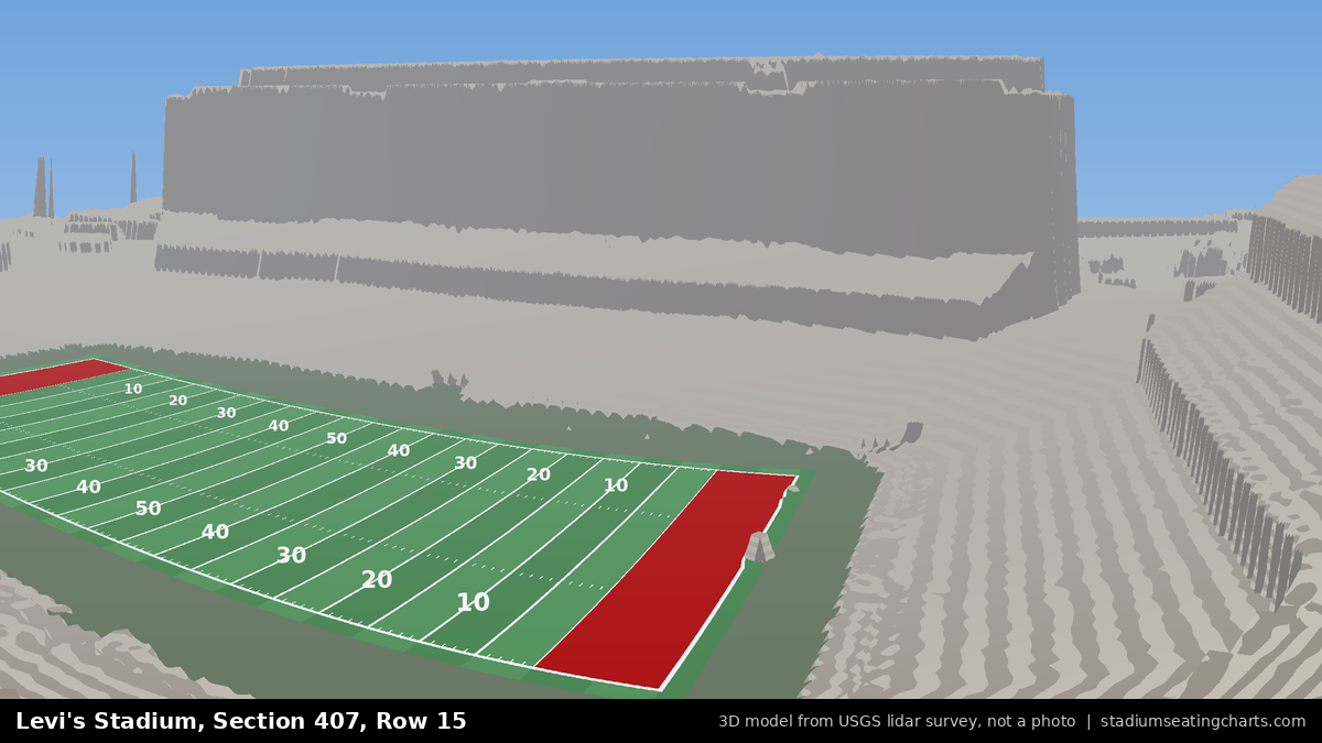 View from Levi's Stadium Section 407, Row 15, looking toward the field
