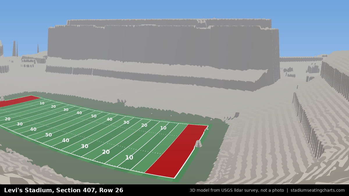 View from Levi's Stadium Section 407, Row 26, looking toward the field
