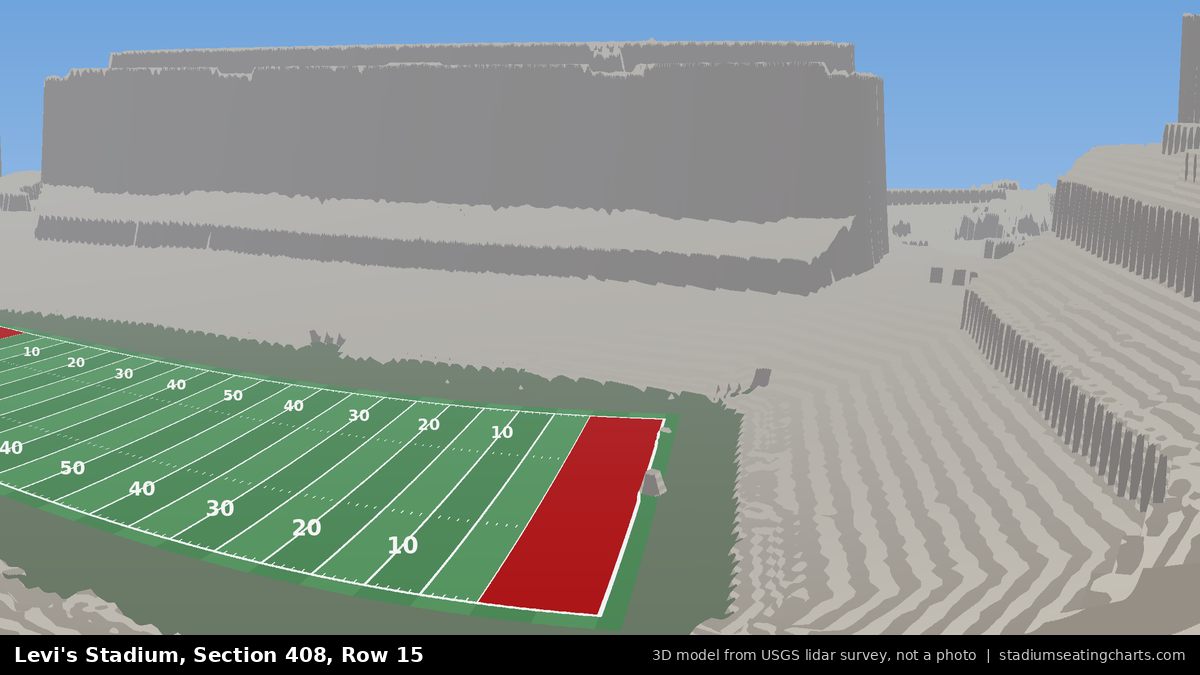 View from Levi's Stadium Section 408, Row 15, looking toward the field