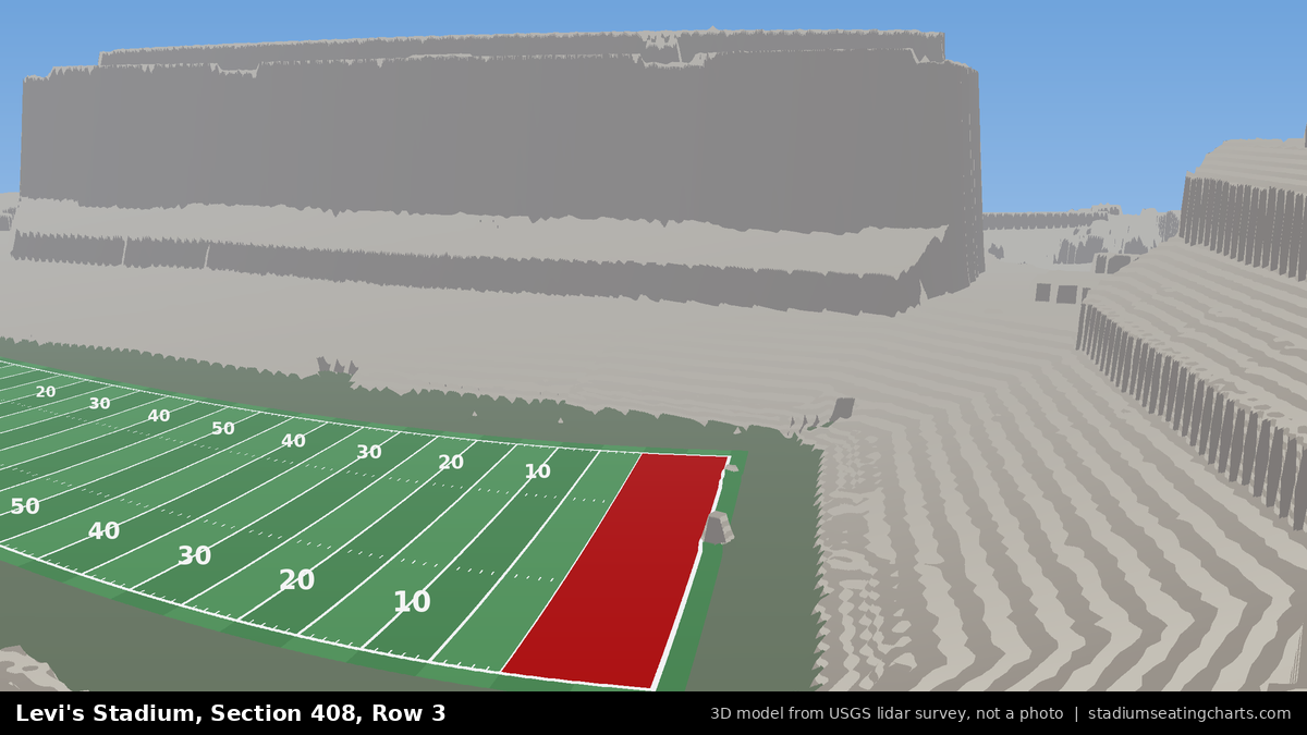 View from Levi's Stadium Section 408, Row 3, looking toward the field