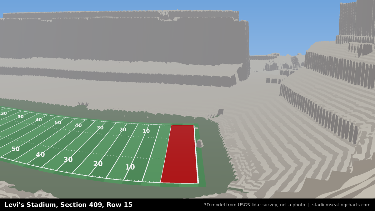 View from Levi's Stadium Section 409, Row 15, looking toward the field