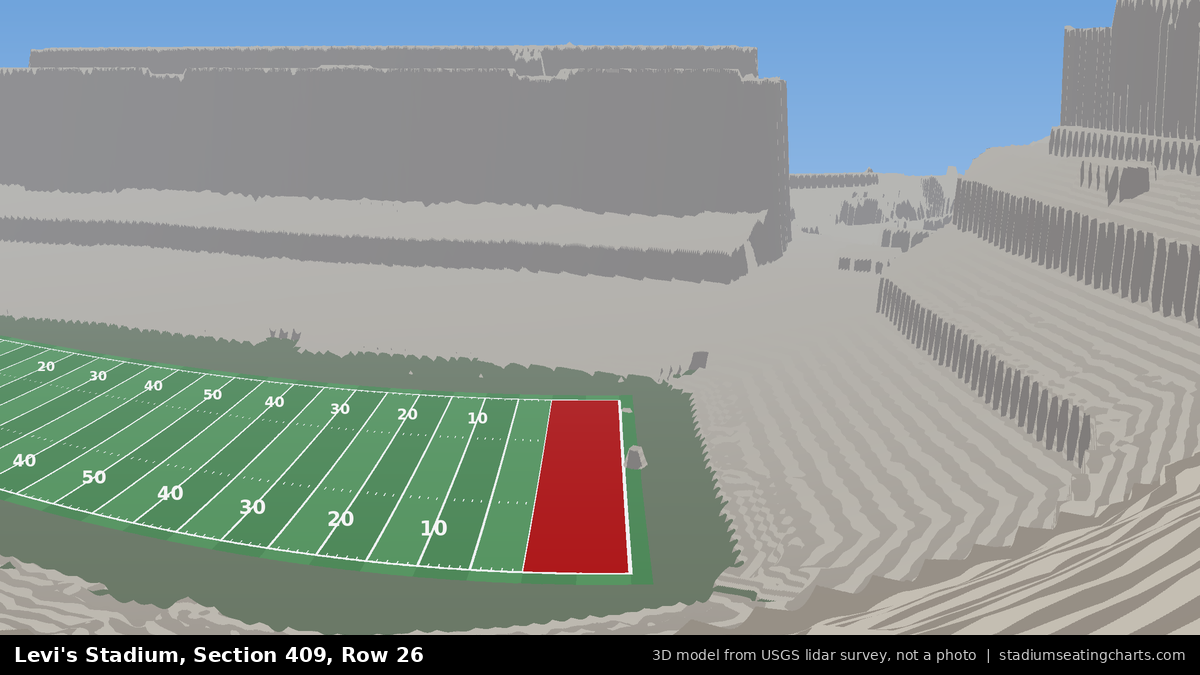 View from Levi's Stadium Section 409, Row 26, looking toward the field