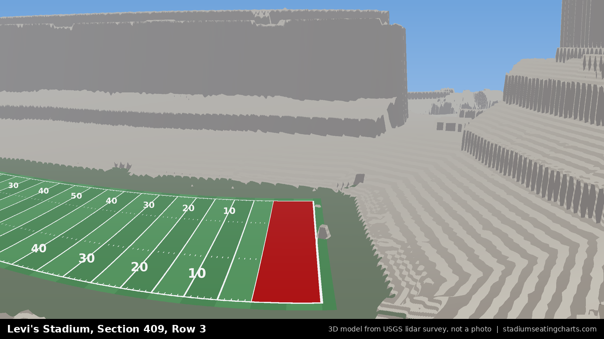 View from Levi's Stadium Section 409, Row 3, looking toward the field