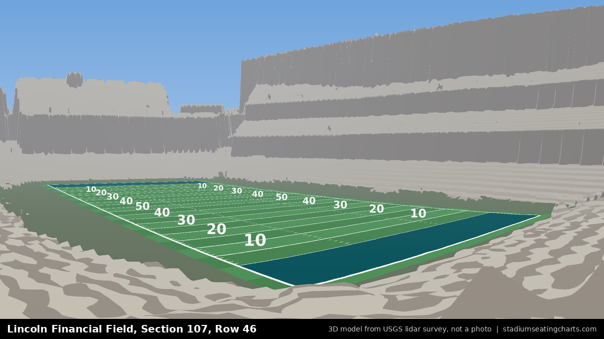 View from Lincoln Financial Field Section 107, Row 46, looking toward the field