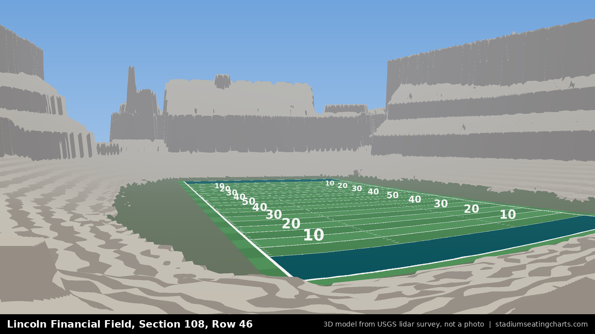 View from Lincoln Financial Field Section 108, Row 46, looking toward the field