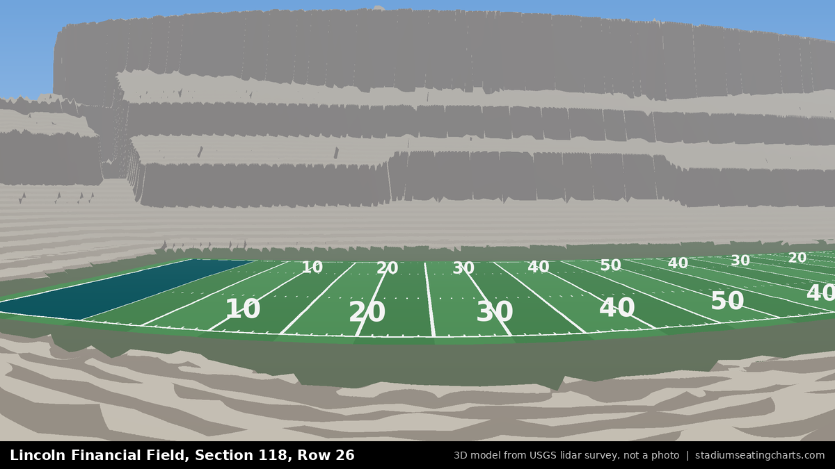 View from Lincoln Financial Field Section 118, Row 26, looking toward the field