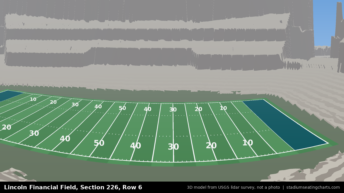 View from Lincoln Financial Field Section 226, Row 6, looking toward the field
