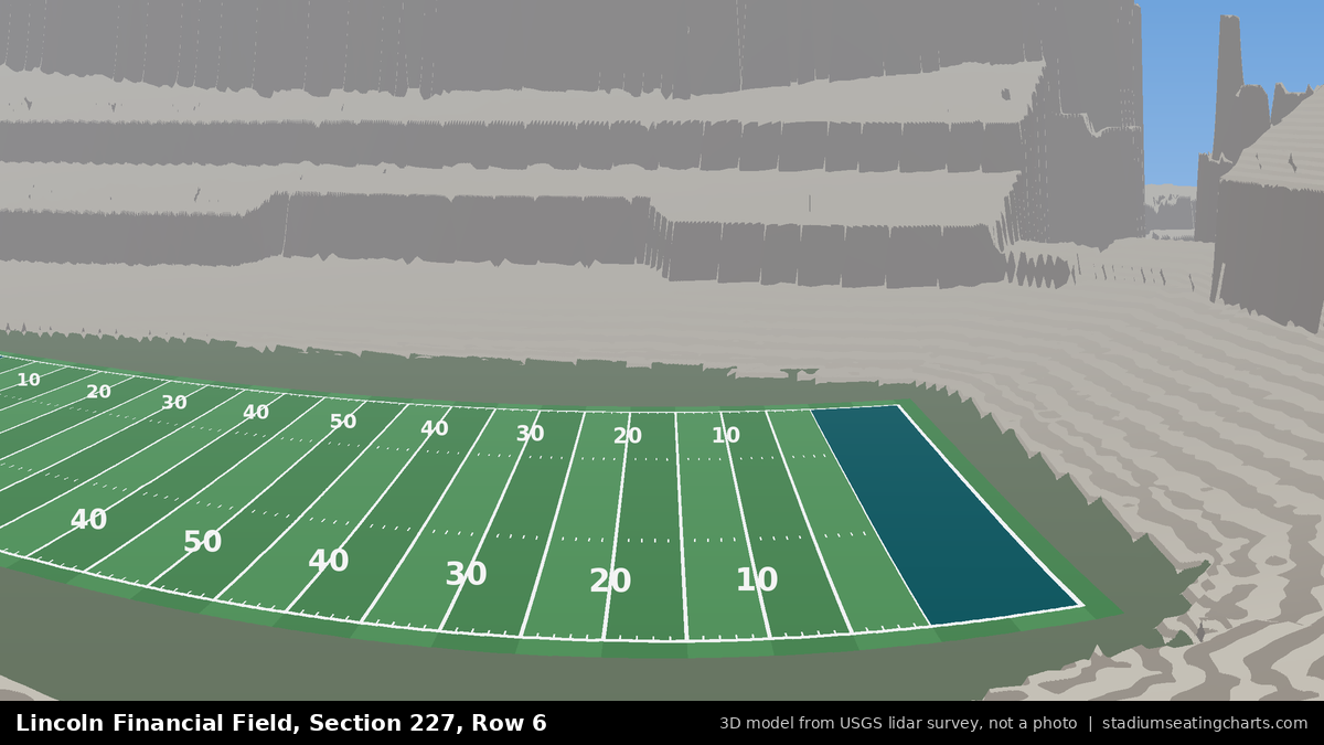 View from Lincoln Financial Field Section 227, Row 6, looking toward the field