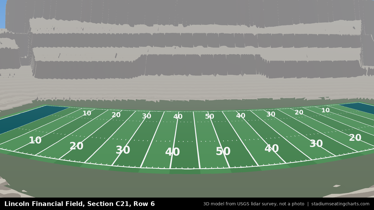 View from Lincoln Financial Field Section C21, Row 6, looking toward the field