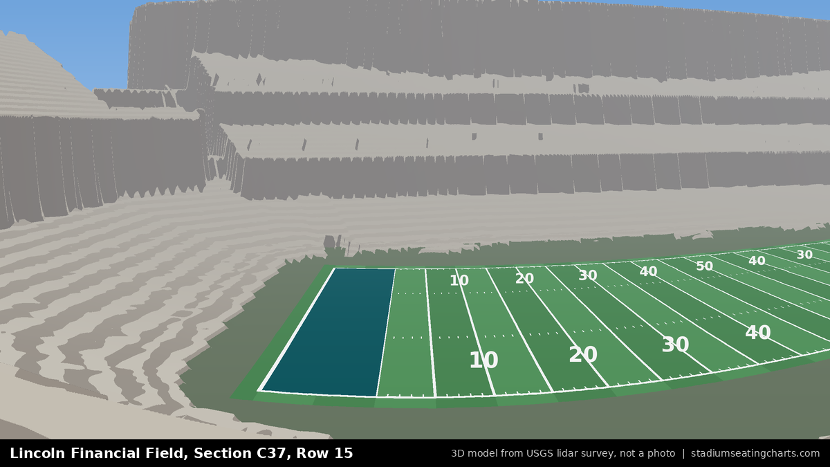 View from Lincoln Financial Field Section C37, Row 15, looking toward the field