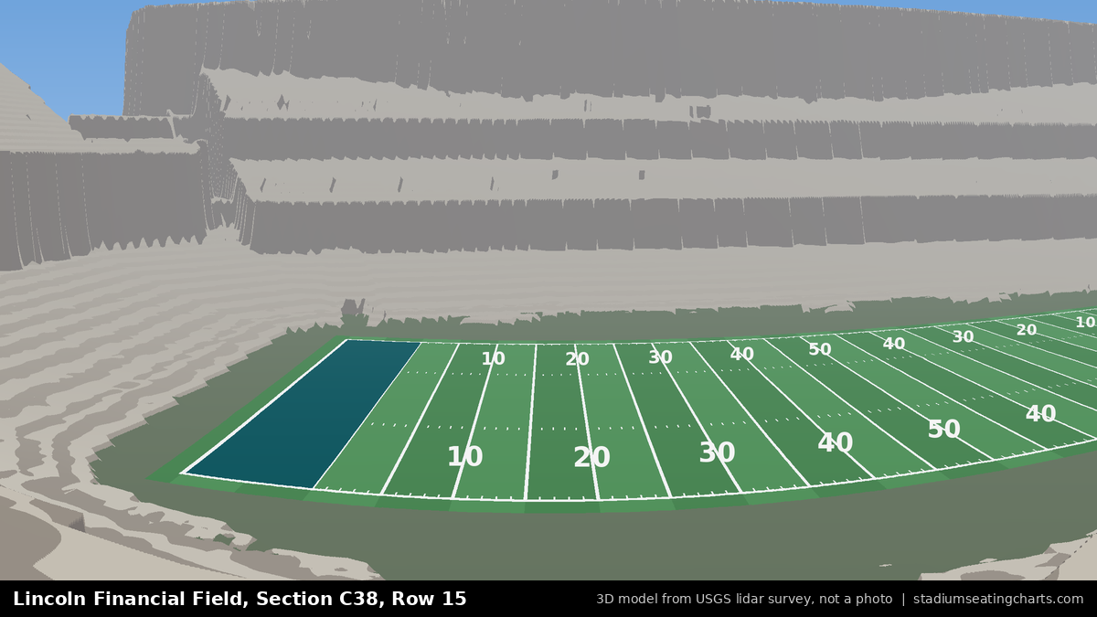 View from Lincoln Financial Field Section C38, Row 15, looking toward the field