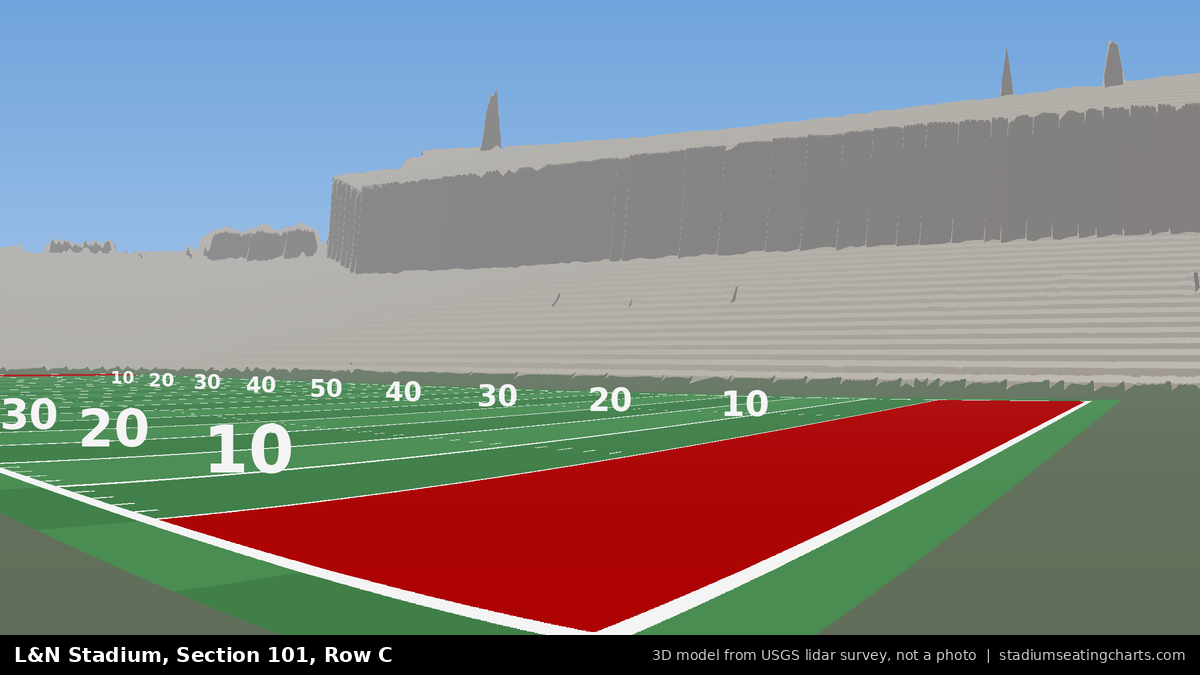 View from L&N Stadium Section 101, Row C, looking toward the field