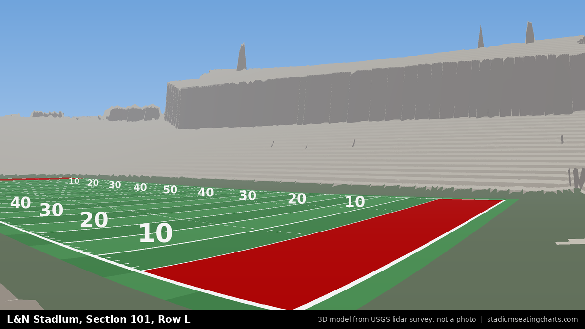 View from L&N Stadium Section 101, Row L, looking toward the field