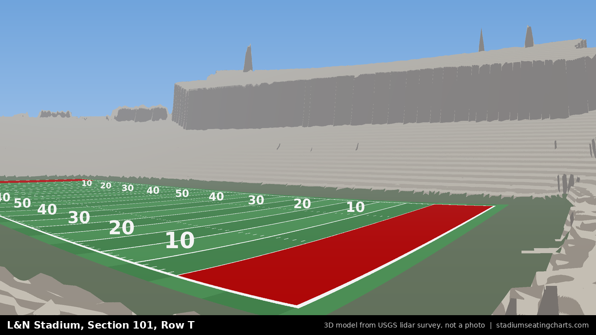 View from L&N Stadium Section 101, Row T, looking toward the field