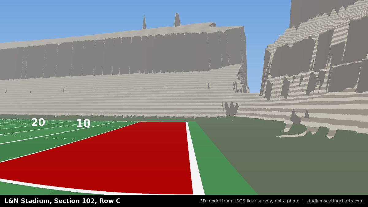 View from L&N Stadium Section 102, Row C, looking toward the field