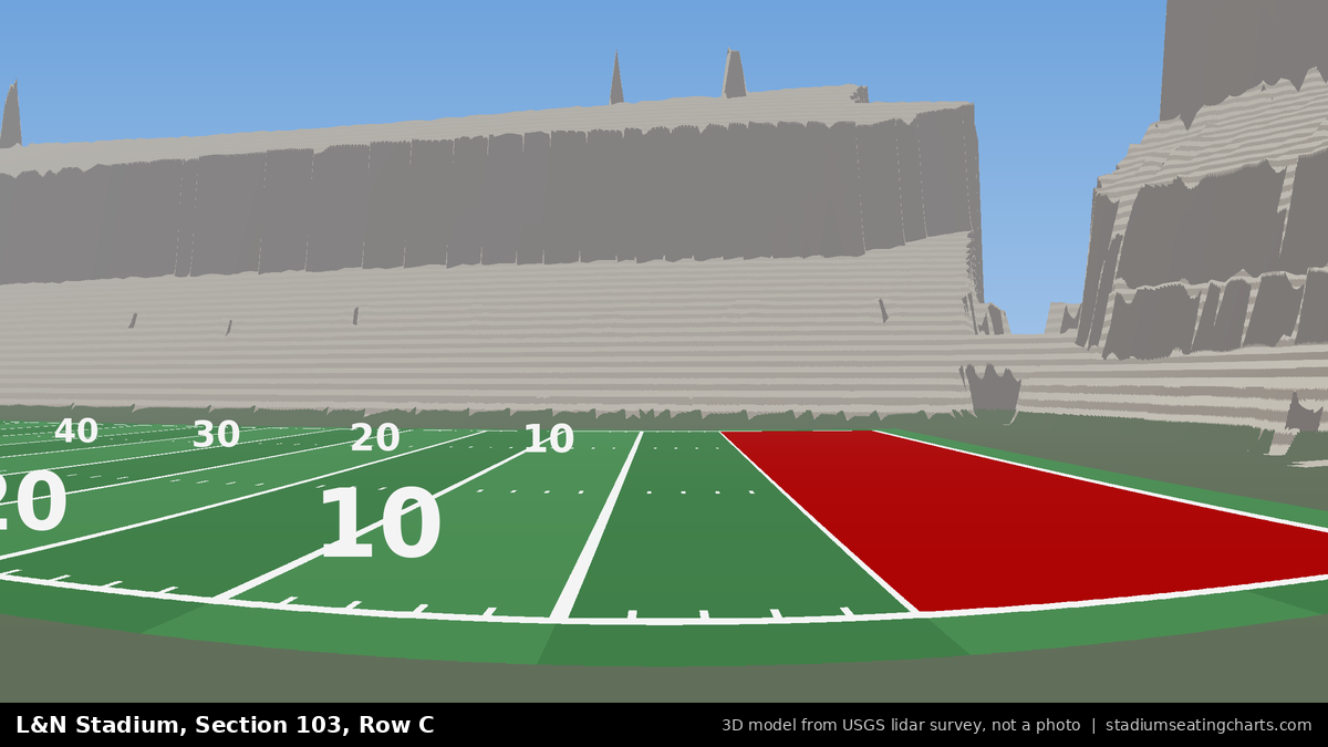 View from L&N Stadium Section 103, Row C, looking toward the field