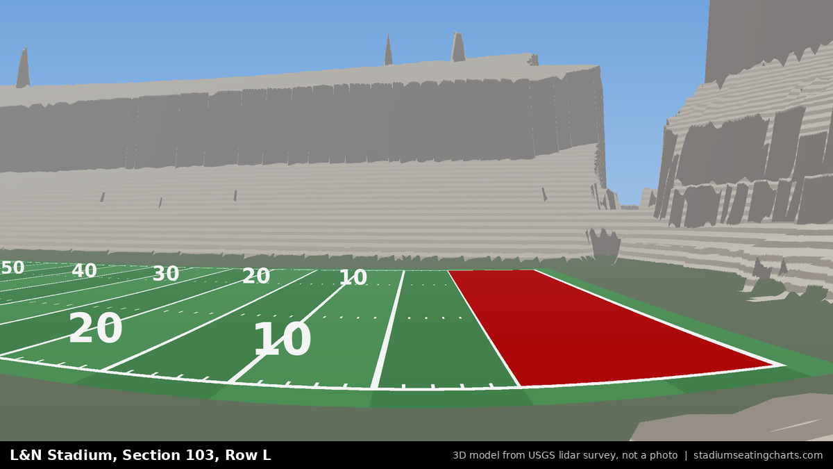 View from L&N Stadium Section 103, Row L, looking toward the field