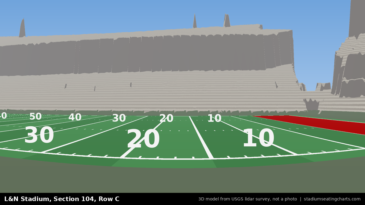 View from L&N Stadium Section 104, Row C, looking toward the field