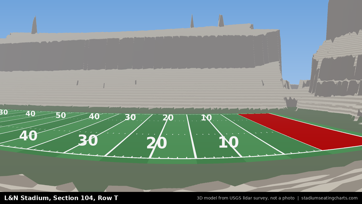 View from L&N Stadium Section 104, Row T, looking toward the field