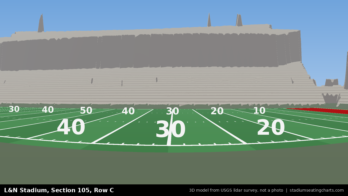 View from L&N Stadium Section 105, Row C, looking toward the field