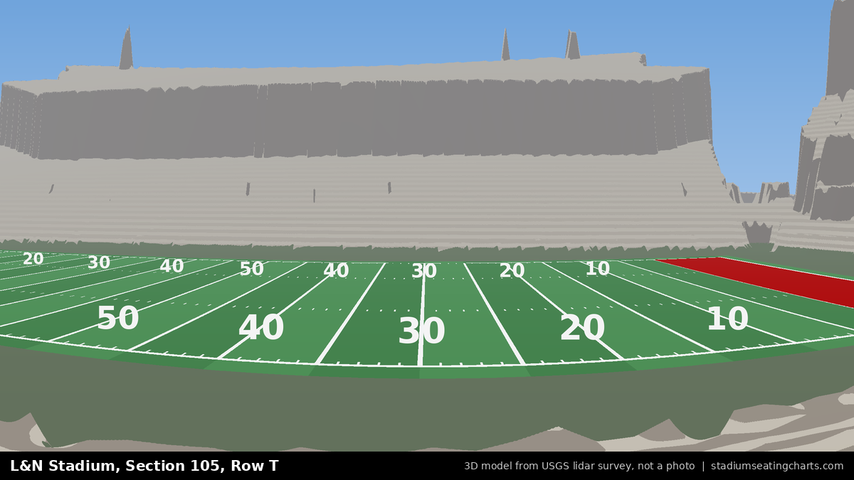 View from L&N Stadium Section 105, Row T, looking toward the field