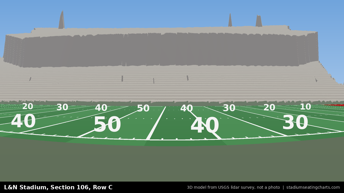 View from L&N Stadium Section 106, Row C, looking toward the field