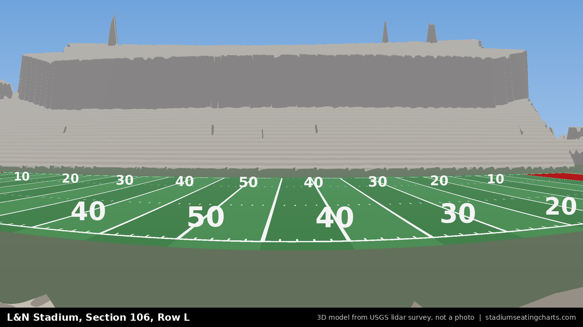View from L&N Stadium Section 106, Row L, looking toward the field